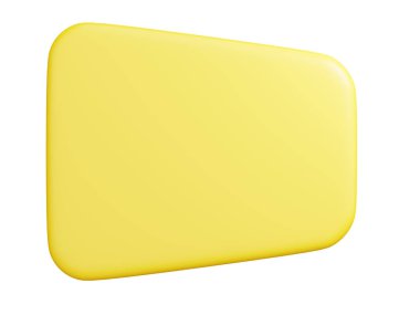 Banner plate 3d render - rectangular shaped yellow plaque with empty space for text for promotion and advertising poster. Cartoon tag and panel to use as frame and signboard.