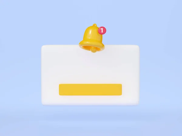 Notification Render White Banner Empty Space Text Yellow Bell Button — 图库照片