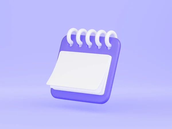 Calendar Render Illustration Purple Floating Organizer Rings Empty Space Text — Φωτογραφία Αρχείου