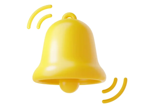 Ikona Dzwonka Powiadomienia Renderowania Ładny Rysunek Ilustracji Prosty Żółty Dzwonek — Zdjęcie stockowe