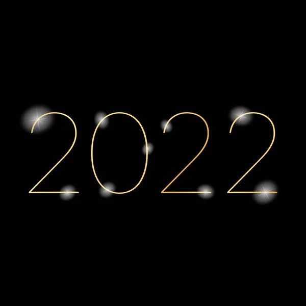 2022 Новый Год Покрашенная Золотом Печать Чернил Темном Фоне — стоковый вектор