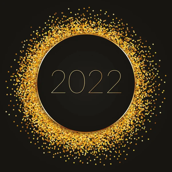 2022 Круглый Золотой Каркас Черным Баннером Черном Фоне — стоковый вектор
