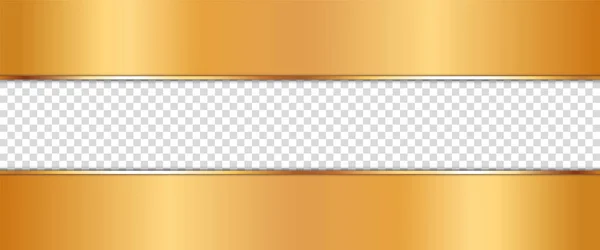 Lang Gouden Lint Banner Met Zilveren Frame Met Transparante Plaats — Stockvector