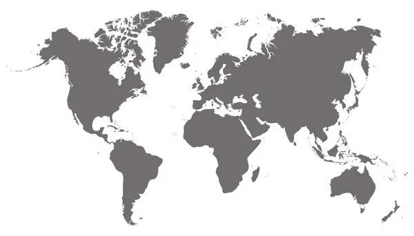 Vector Gris Mapa Del Mundo Sobre Fondo Blanco — Vector de stock