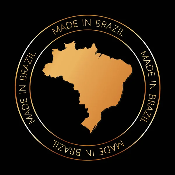 Made Brasilien Rundes Vektorbanner Mit Goldener Landkarte Von Brasilien — Stockvektor