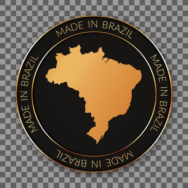 Made Brasil Banner Vetorial Redondo Com Mapa Dourado Brasil — Vetor de Stock