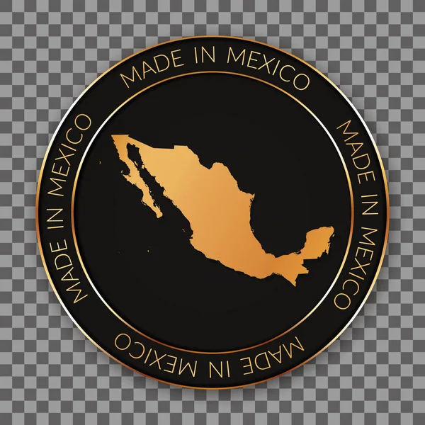 Made Mexico Banner Vectorial Redondo Con Mapa Dorado México — Vector de stock