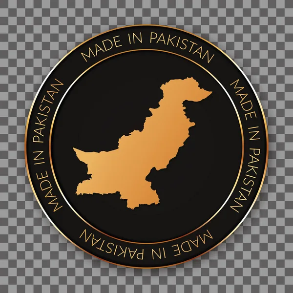 Made Pakistan Круглый Векторный Баннер Золотой Картой Пакистана — стоковый вектор