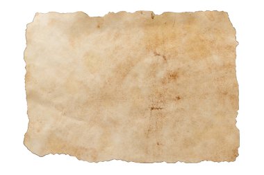 Beyaz arkaplanda izole edilmiş eski kahverengi grunge kağıdı