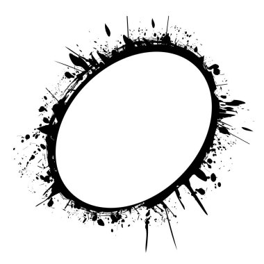 beyaz arkaplanda yuvarlak fırça boyalı mürekkep çember pankartı