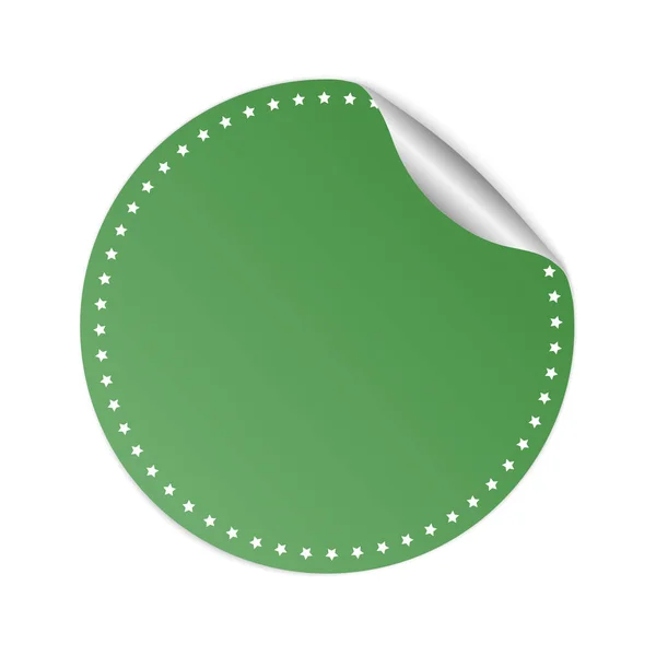 Autocollant Rond Vert Bannière Vectorielle Avec Cadre Étoiles Sur Fond — Image vectorielle