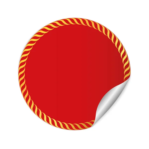 Autocollant Rond Rouge Bannière Vectorielle Avec Cadre Sur Fond Blanc — Image vectorielle