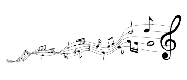 Vektor Noten Melodie Der Noten Auf Weißem Hintergrund — Stockvektor
