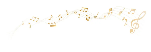 Vetor Ouro Partitura Melodia Notas Musicais Sobre Fundo Branco — Vetor de Stock
