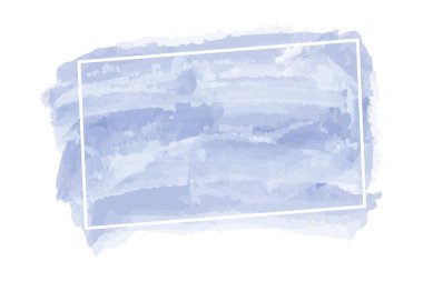 Beyaz arkaplanda izole edilmiş beyaz çerçeveli mavi suluboya afişi - vektör tasarım ögesi