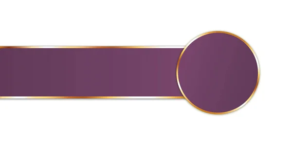Fioletowy Sztandar Wstążki Okrągłym Bannerem Złotą Ramką Białym Tle — Wektor stockowy