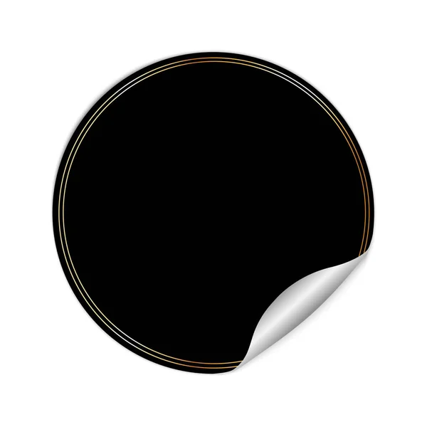 Чорний Круглий Наклейка Векторний Банер Золотою Рамкою Білому Фоні — стоковий вектор
