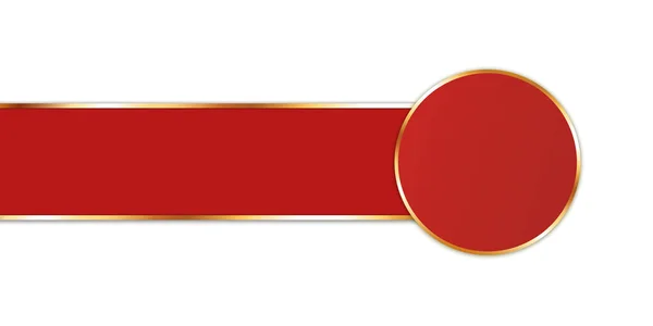 Banner Nastro Rosso Con Banner Rotondo Con Cornice Oro Sfondo — Vettoriale Stock