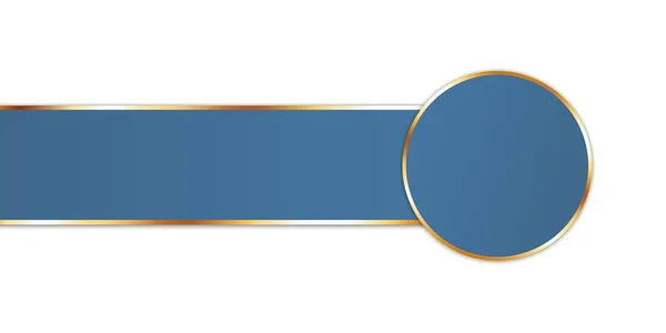 白い背景に金枠の丸いバナー付きブルーリボンバナー — ストックベクタ