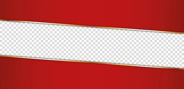 Lang Rood Lint Banner Met Gouden Frame Met Transparante Plaats — Stockvector