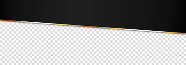 Lungo Nastro Nero Banner Con Cornice Oro Con Luogo Trasparente — Vettoriale Stock