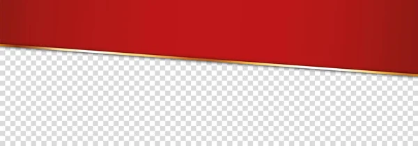 Lang Rood Lint Banner Met Gouden Frame Met Transparante Plaats — Stockvector