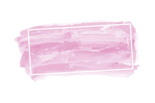 Bannière Aquarelle Rose Avec Cadre Blanc Isolé Sur Fond Blanc — Image vectorielle