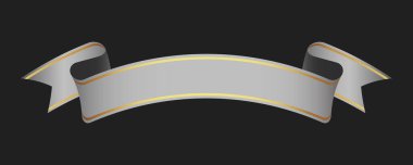 vektör tasarım ögesi - koyu arkaplanda gri vintage kurdele pankart etiketi