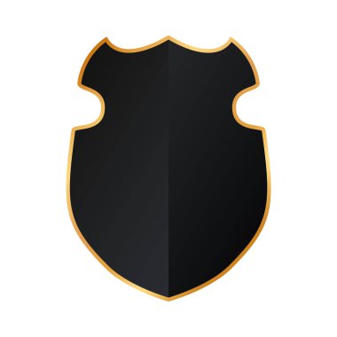 Beyaz arkaplanda altın çerçeveli kalkan simgeleri