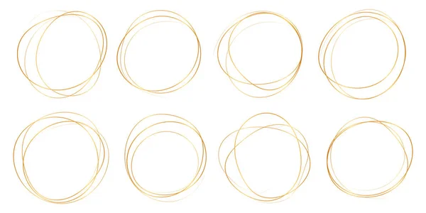 Gold Vector Frame Circle Banner White Background — Stock Vector