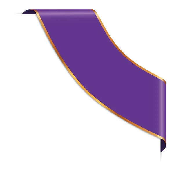 Фиолетовый Цветной Угловой Баннер Золотой Рамкой Белом Фоне — стоковый вектор