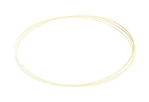 Zlatá Barva Kulatý Štětec Malované Inkoust Razítko Kruh Banner Bílém — Stockový vektor