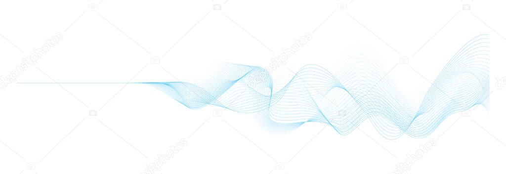 abstract vector blue wave melody lines on white background