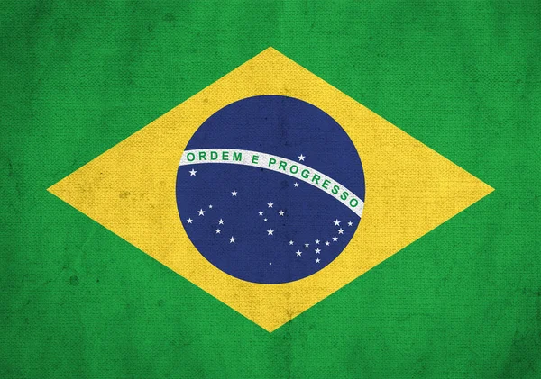 Флаг Бразилии Нарисован Старой Гранж Бумаге — стоковое фото