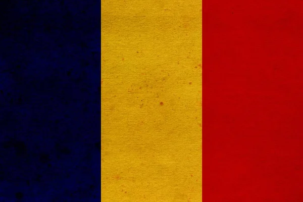 Bandera Romania Pintada Sobre Papel Grunge Viejo — Foto de Stock