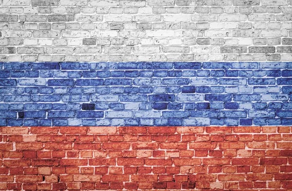 Russia Flag Painted Old Grunge Brick Wall — Stock Photo, Image