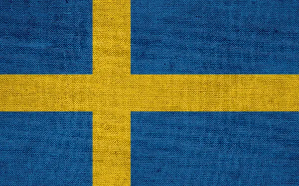 Sverige Flagga Målad Gammalt Grunge Papper — Stockfoto