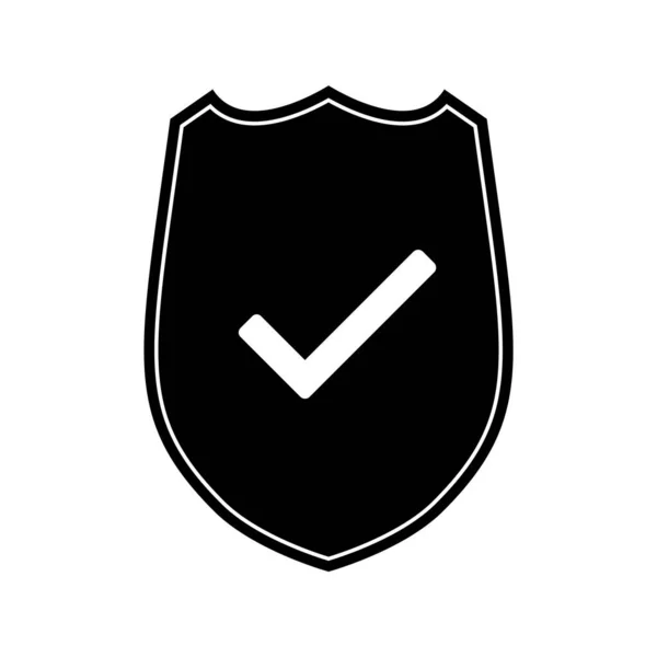 Ícones Escudo Com Marca Seleção Fundo Branco — Vetor de Stock