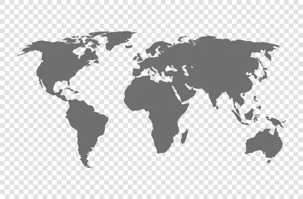透明背景の灰色の世界地図のベクトル図 — ストックベクタ