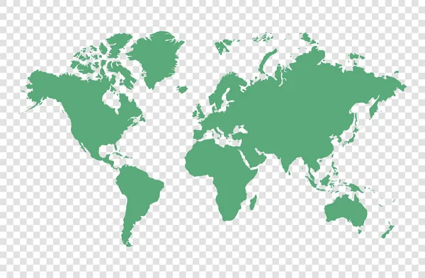 Vektorillustration Der Grünen Weltkarte Auf Transparentem Hintergrund — Stockvektor