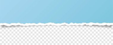 Saydam arkaplan üzerine yazdığınız metin için yırtık kenarlı mavi vektör yırtık kağıt afişi