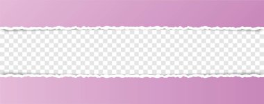 Şeffaf arkaplan üzerine yazdığınız metin için yırtık kenarlı mor vektör renkli yırtık kağıt pankart