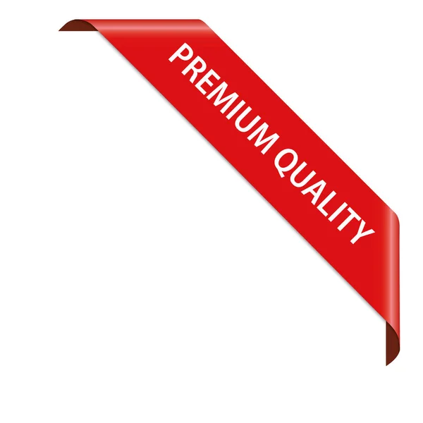 Calidad Premium Ilustración Vectorial Banner Cinta Esquina Roja Sobre Fondo — Vector de stock