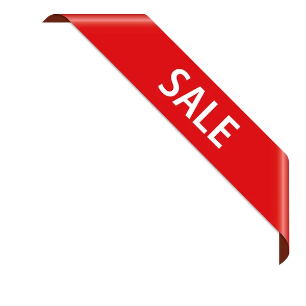 Sale Vektor Illustration Von Rotem Eckband Banner Auf Weißem Hintergrund — Stockvektor