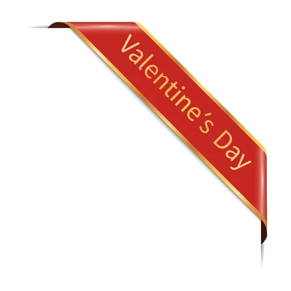 День Валентинов Векторная Иллюстрация Красного Углового Баннера Золотой Рамкой Белом — стоковый вектор