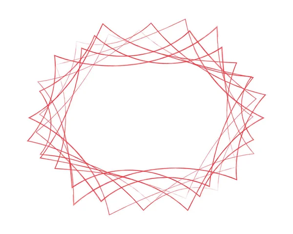 Векторная Иллюстрация Рамки Абстрактными Красными Линиями Волн Белом Фоне — стоковый вектор