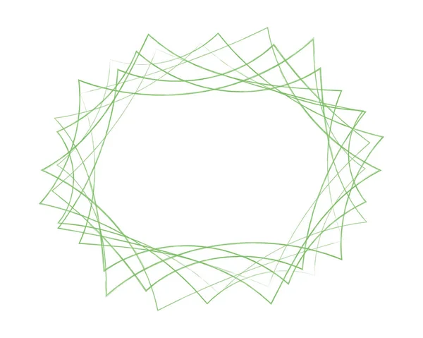 Векторна Ілюстрація Рамки Абстрактними Лініями Зелених Кольорових Хвиль Білому Тлі — стоковий вектор