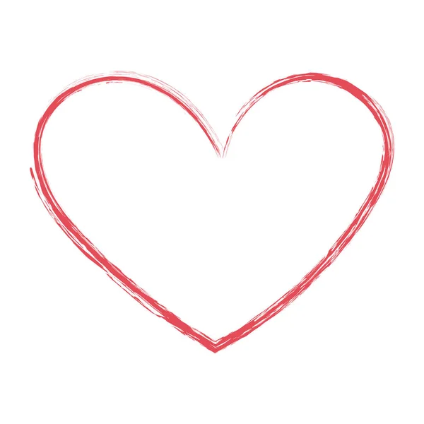 Pinsel Bemalt Rote Tinte Stempel Herz Banner Rahmen Auf Weißem — Stockvektor