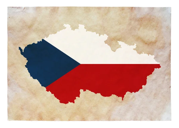 Eski Grunge Kağıdına Bayrak Çizilmiş Çek Cumhuriyeti Haritası — Stok fotoğraf