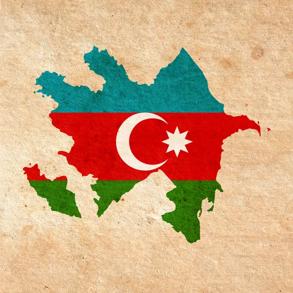Χάρτης Του Αζερμπαϊτζάν Σημαία Ζωγραφισμένη Παλιό Χαρτί Grunge — Φωτογραφία Αρχείου